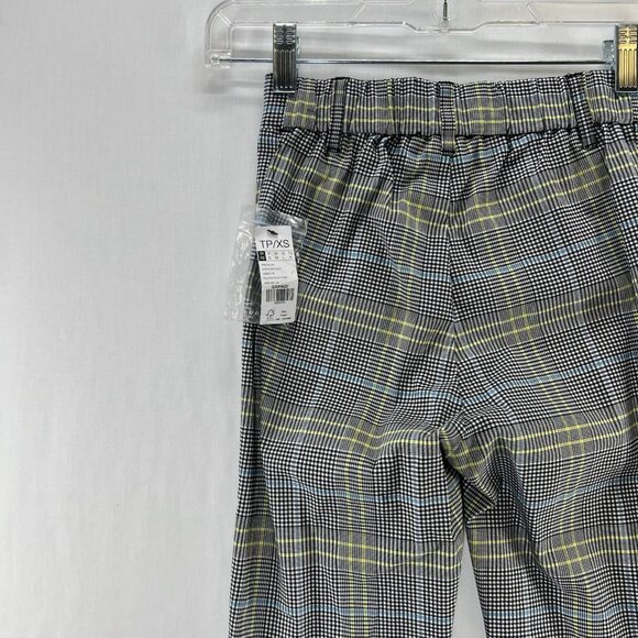 Garage Plaid Skinny Pants Size XS Mid Rise Elastic Waist Slim Black Yellow Blue - Picture 11 of 11